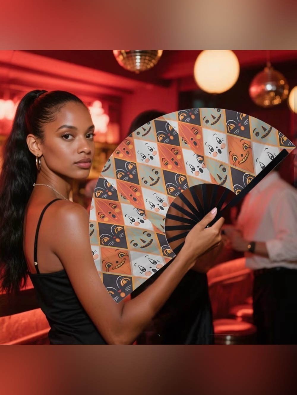 Huge Johanna Parker Inspired Halloween Fabric Folding Fan